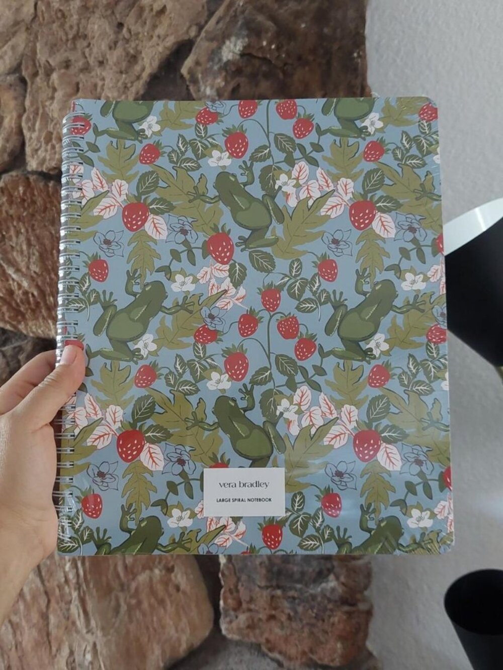 vera Bradley Frogberry Garden Blue Large Spiral Notebook Strawberry Frog Journal